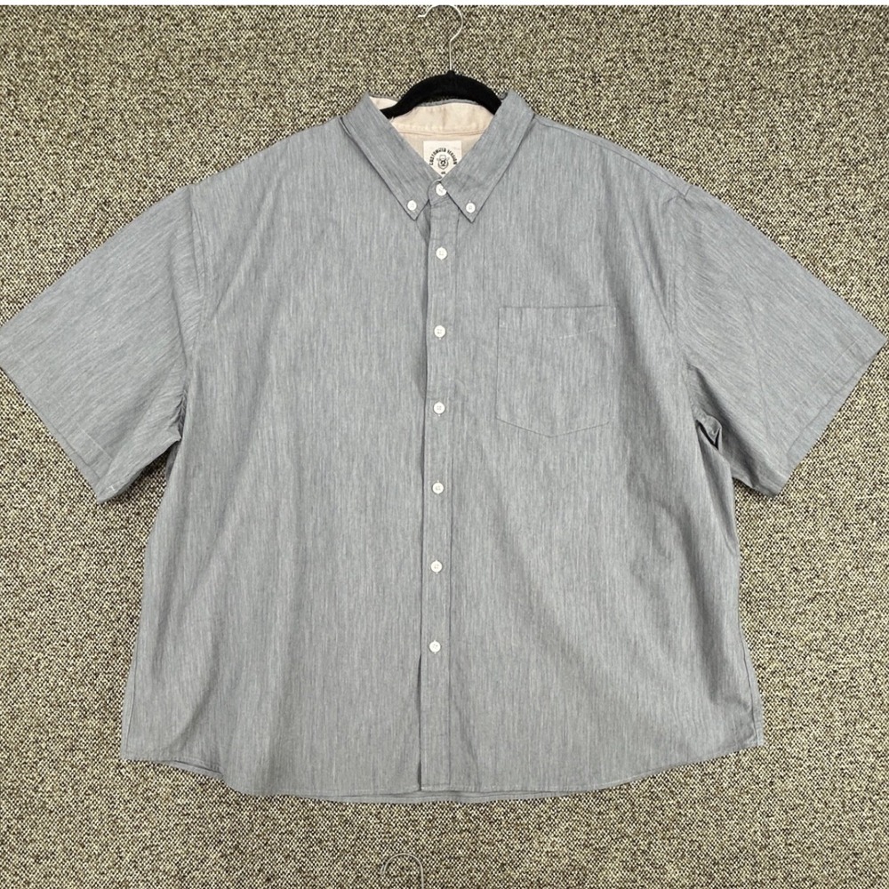 Modern Dubinik Short Sleeve Button Down Shirt Grey Micro Stripe Mens 4XL Pocket